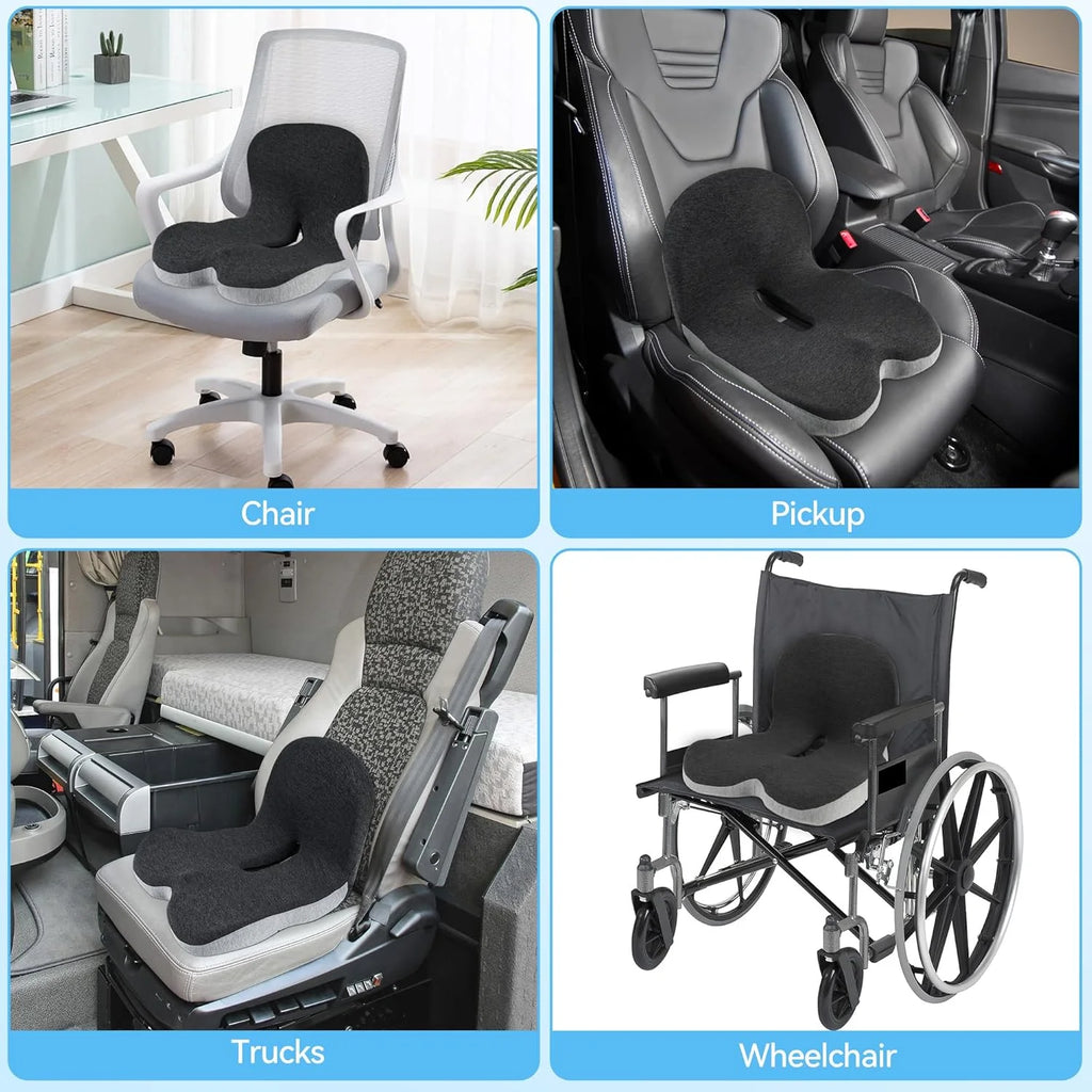 Memory Foam Car & Office Lumbar Support Cushion - Ergonomic Comfort