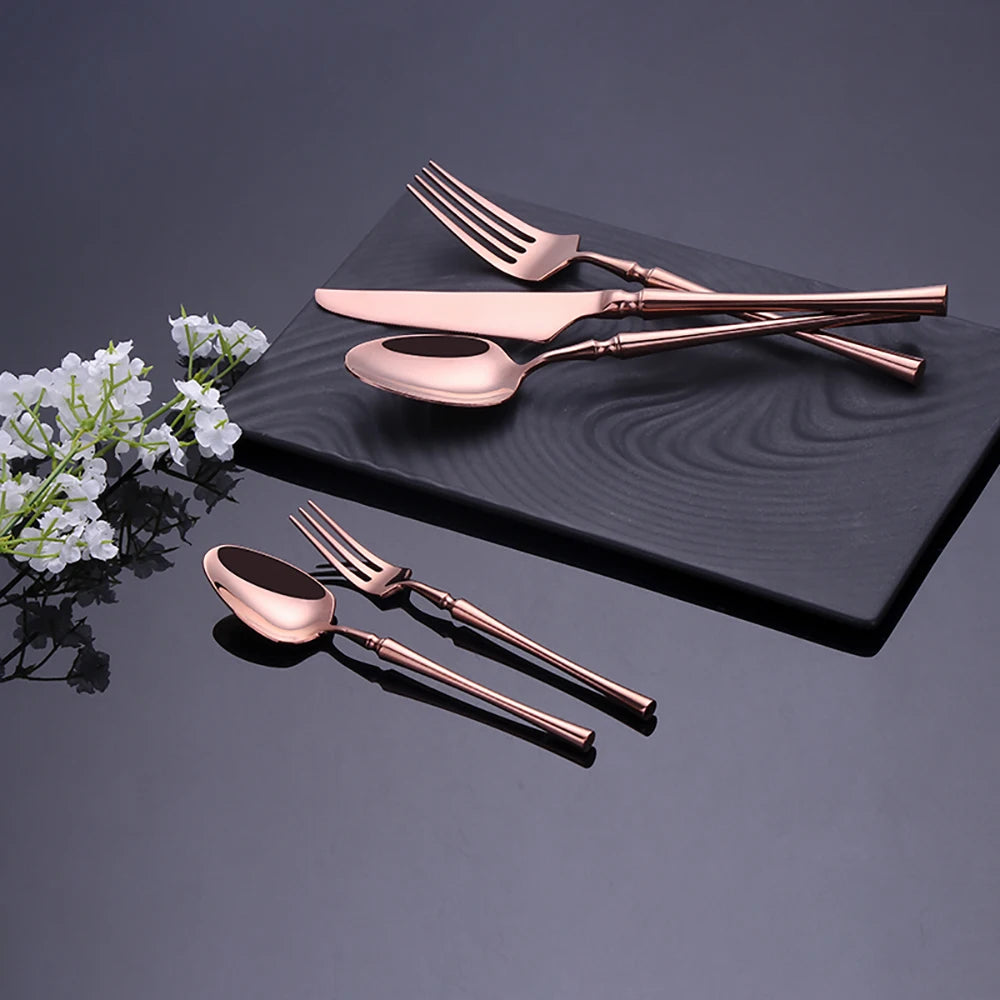 Luxury Gold Cutlery Set - Stainless Steel Dinnerware Flatware (10-30 Pcs)