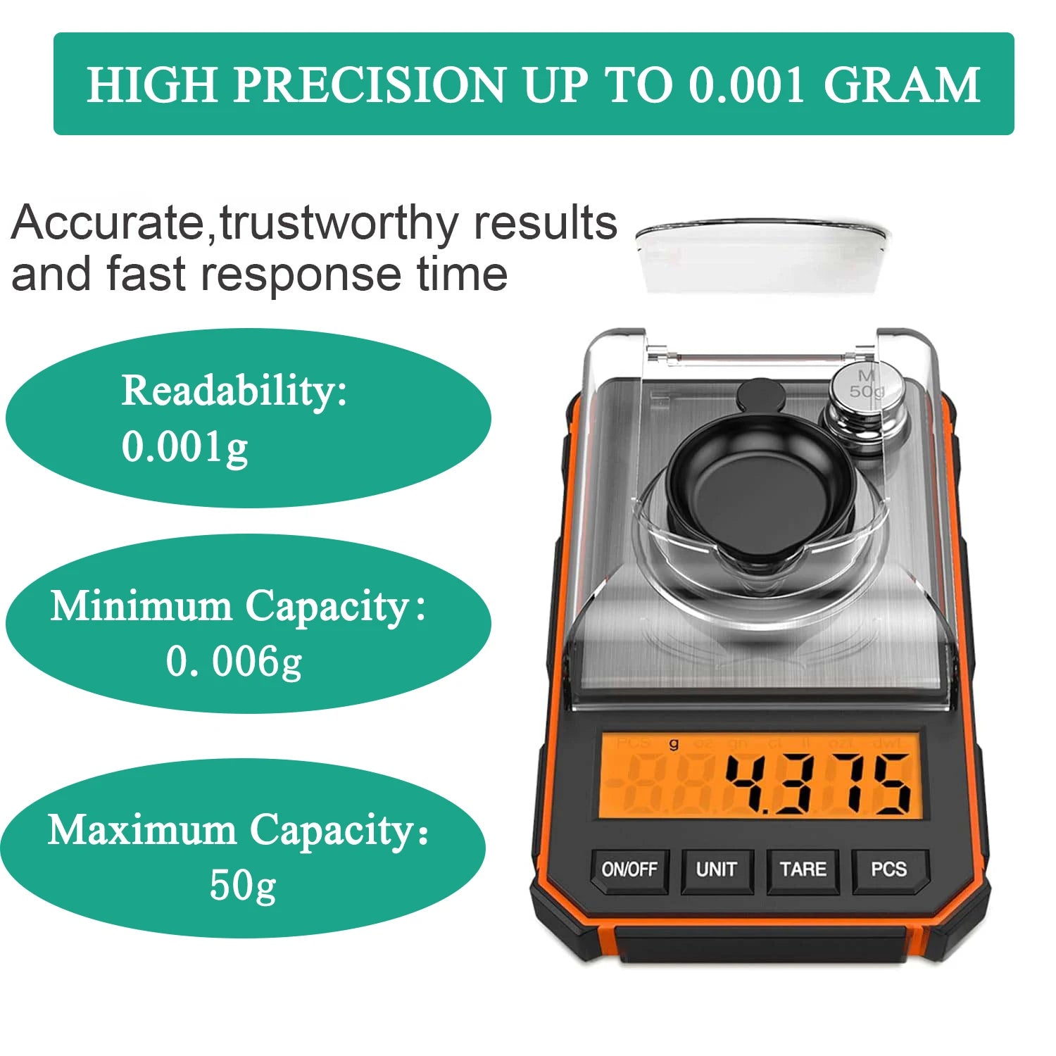 Brifit 0.001g/50g Digital Milligram Scale | High Precision Weight & Calibration