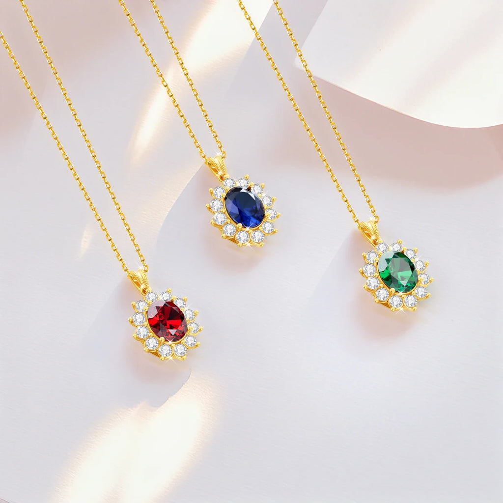 Luxury 18K Gold Emerald Necklace | Princess Diana Inspired Fine Jewelry - Vabena