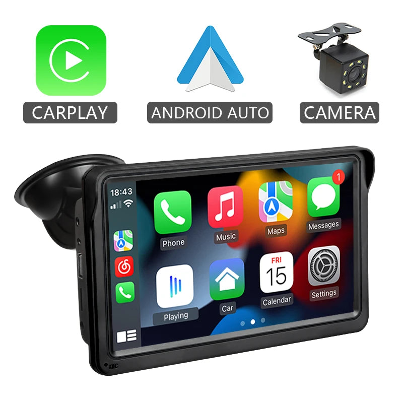 Hippcron 7inch Wireless CarPlay Android Auto Portable Car Radio