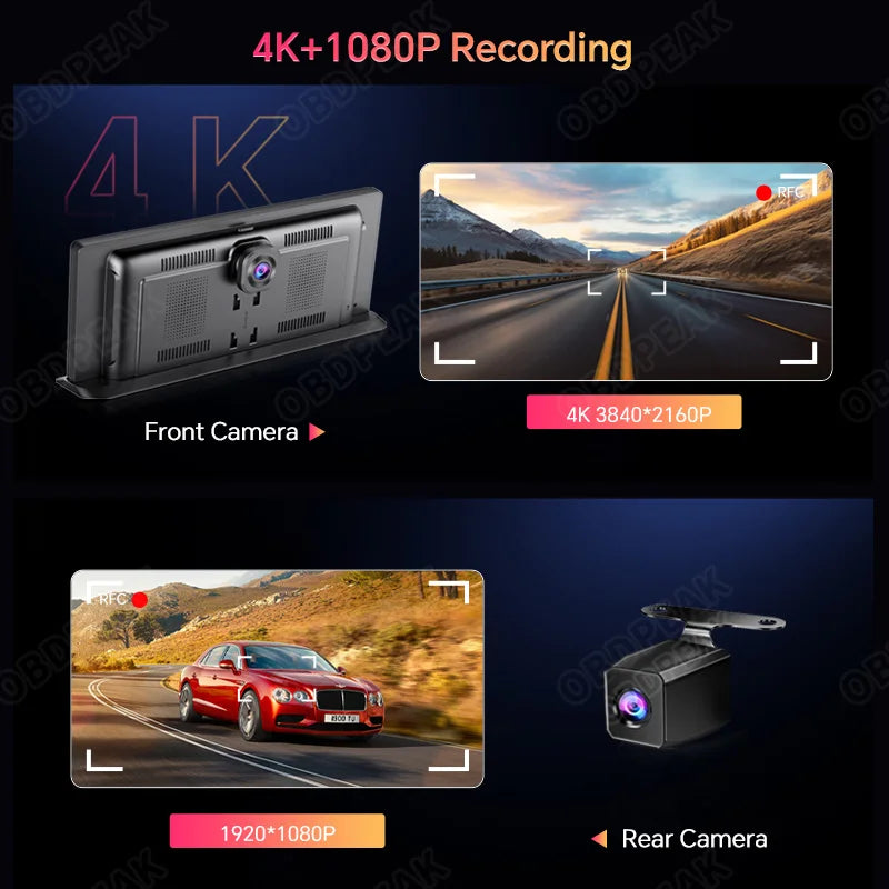 K2 Pro 11.3" 4K Wireless CarPlay Android Auto Dash Cam with GPS & Dual Lens