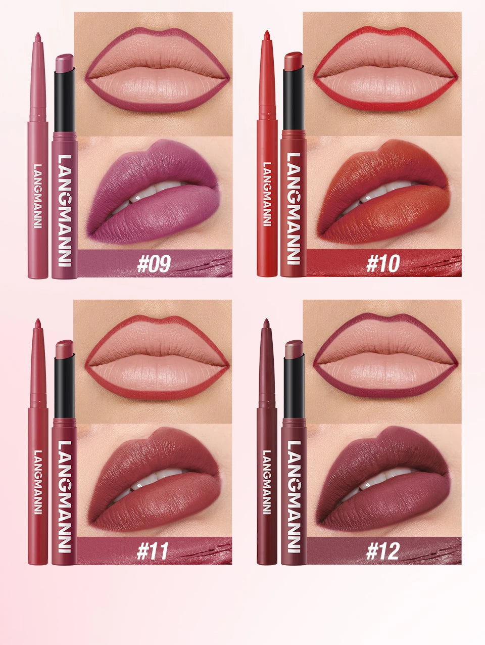 Vabena Waterproof 2-in-1 Lip Liner & Lipstick Set - No Smudge, No Fade