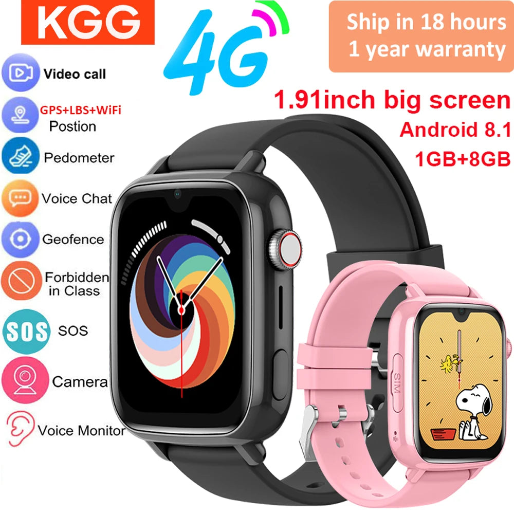 Kids 4G Smart Watch with GPS Tracker & Video Call | Child Safety Phone Watch