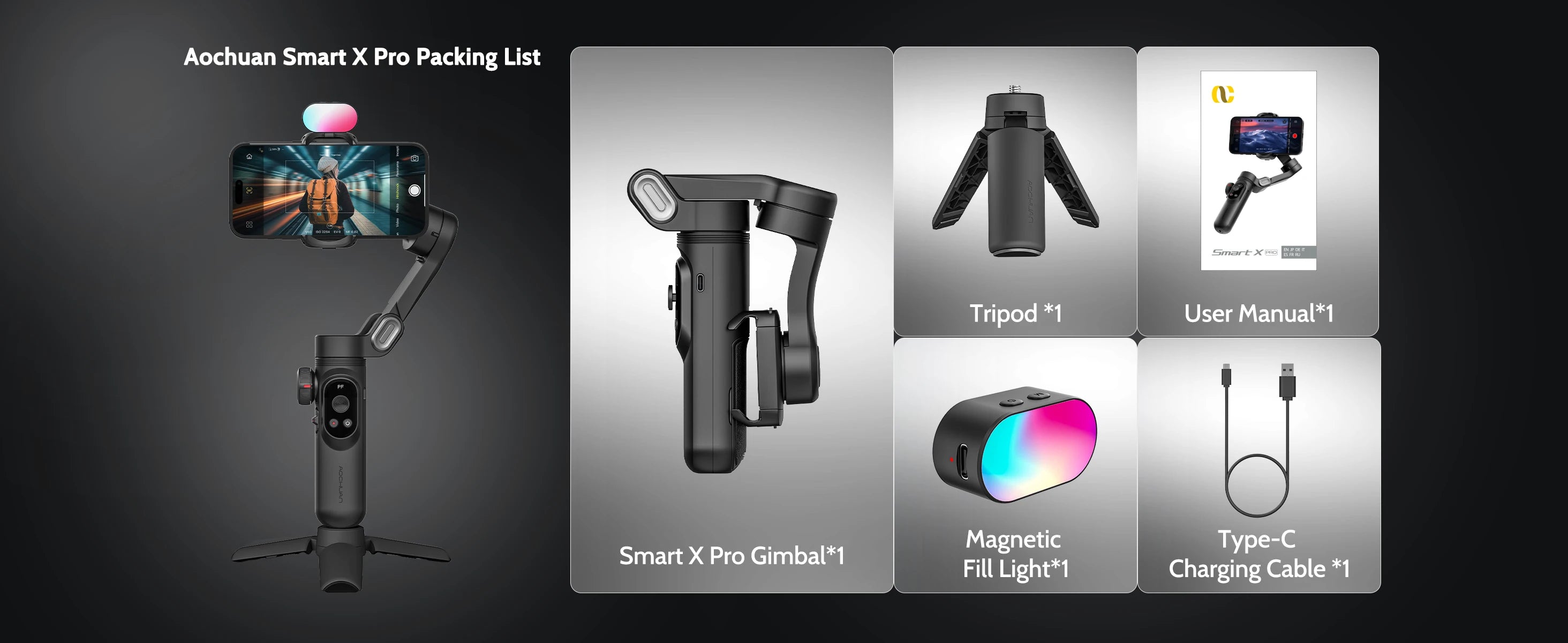 AOCHUAN Smart Xpro: Professional 3-Axis Smartphone Gimbal for Creators