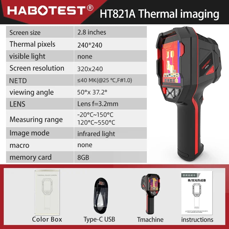 HABOTEST HT821A Rechargeable Thermal Camera - Waterproof & Dustproof