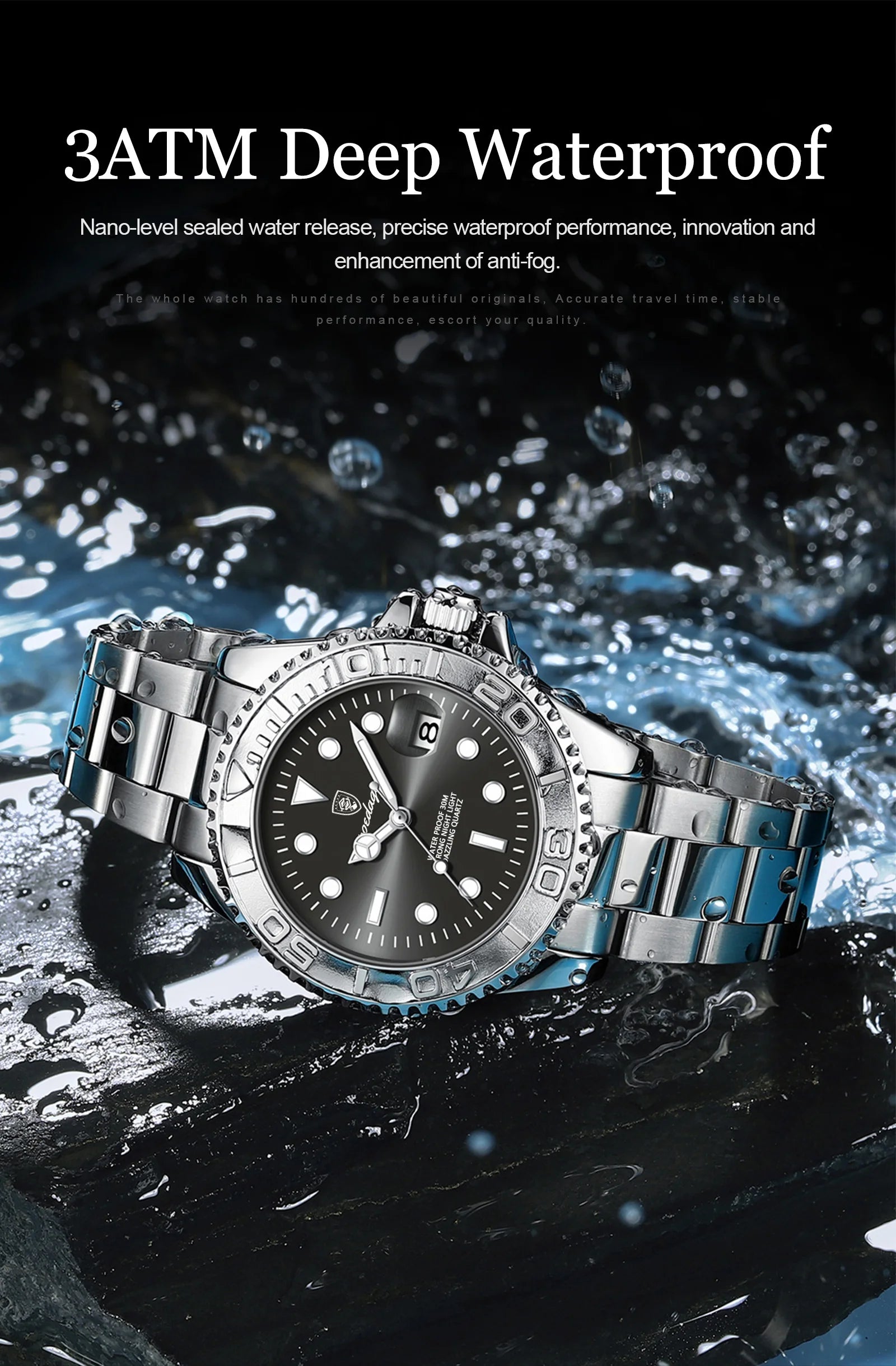 POEDAGAR Luxury Men's Quartz Watch - Waterproof & Luminous Date
