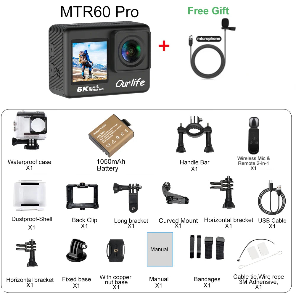 Ourlife 4K Action Camera - Waterproof, WiFi, Touch LCD | Capture Your Adventures