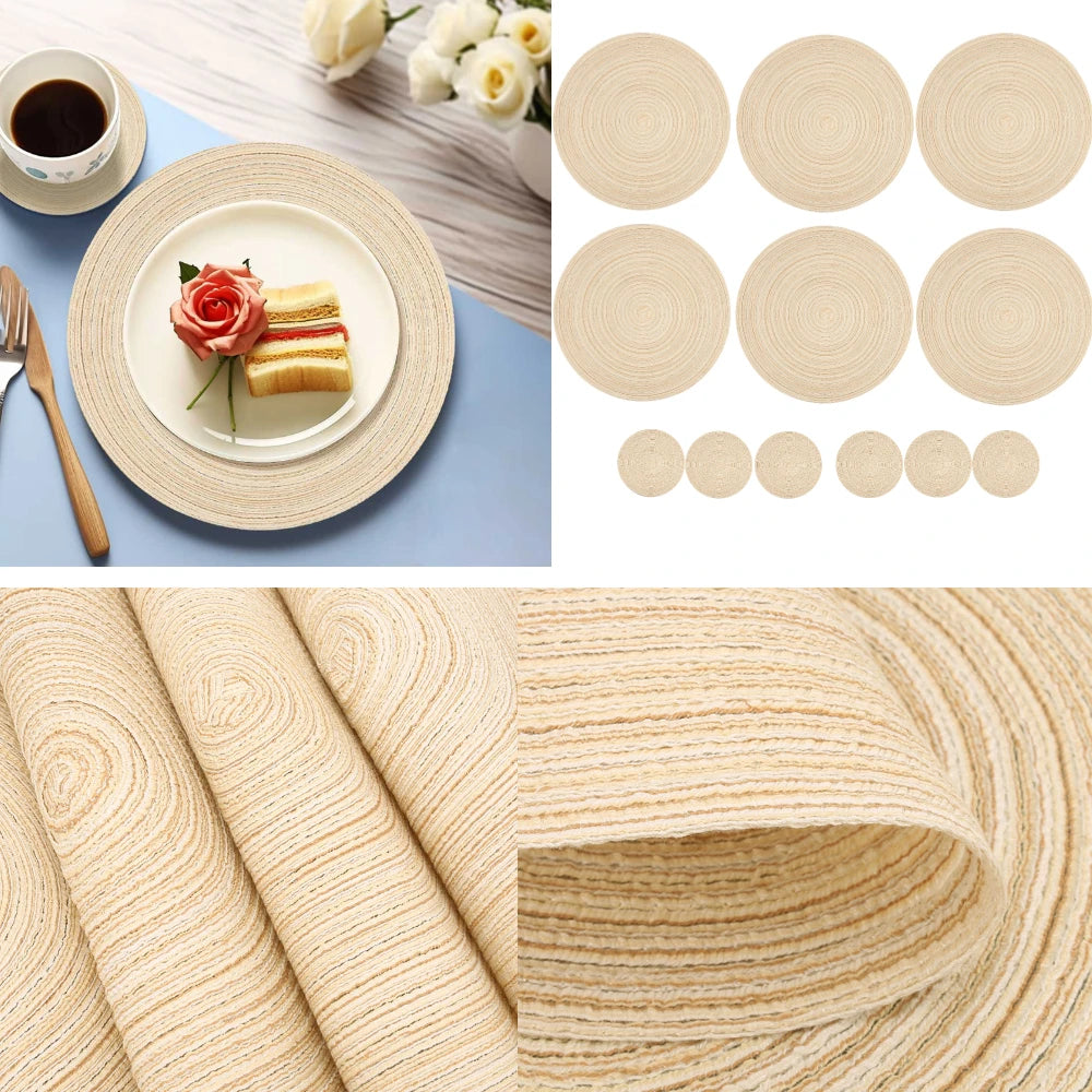 Premium Round Braided Placemats - Set of 6 | Elevate Your Dining Experience