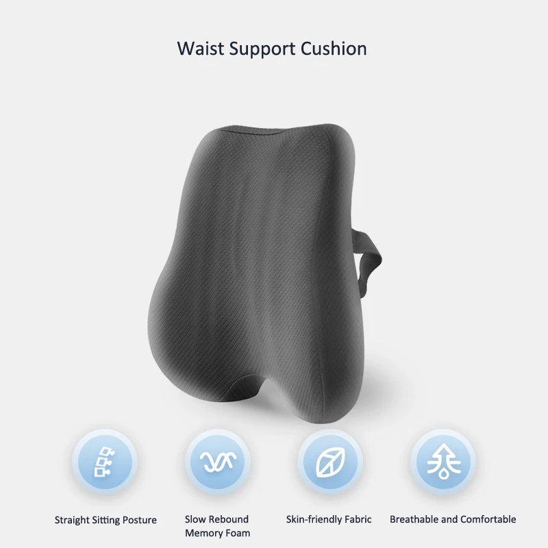 Vabena Memory Foam Seat Cushion & Lumbar Support Set for Office & Car - Ergonomic Back & Coccyx Relief