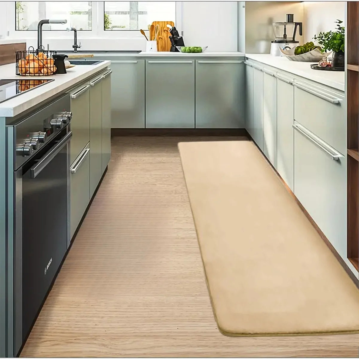 Thickened Flannel Kitchen & Entrance Floor Mats - Absorbent, Non-Slip, Dirt-Resistant