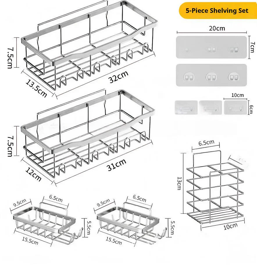 No Drilling Stainless Steel Corner Shelf - Double Layer Bathroom & Kitchen Storage