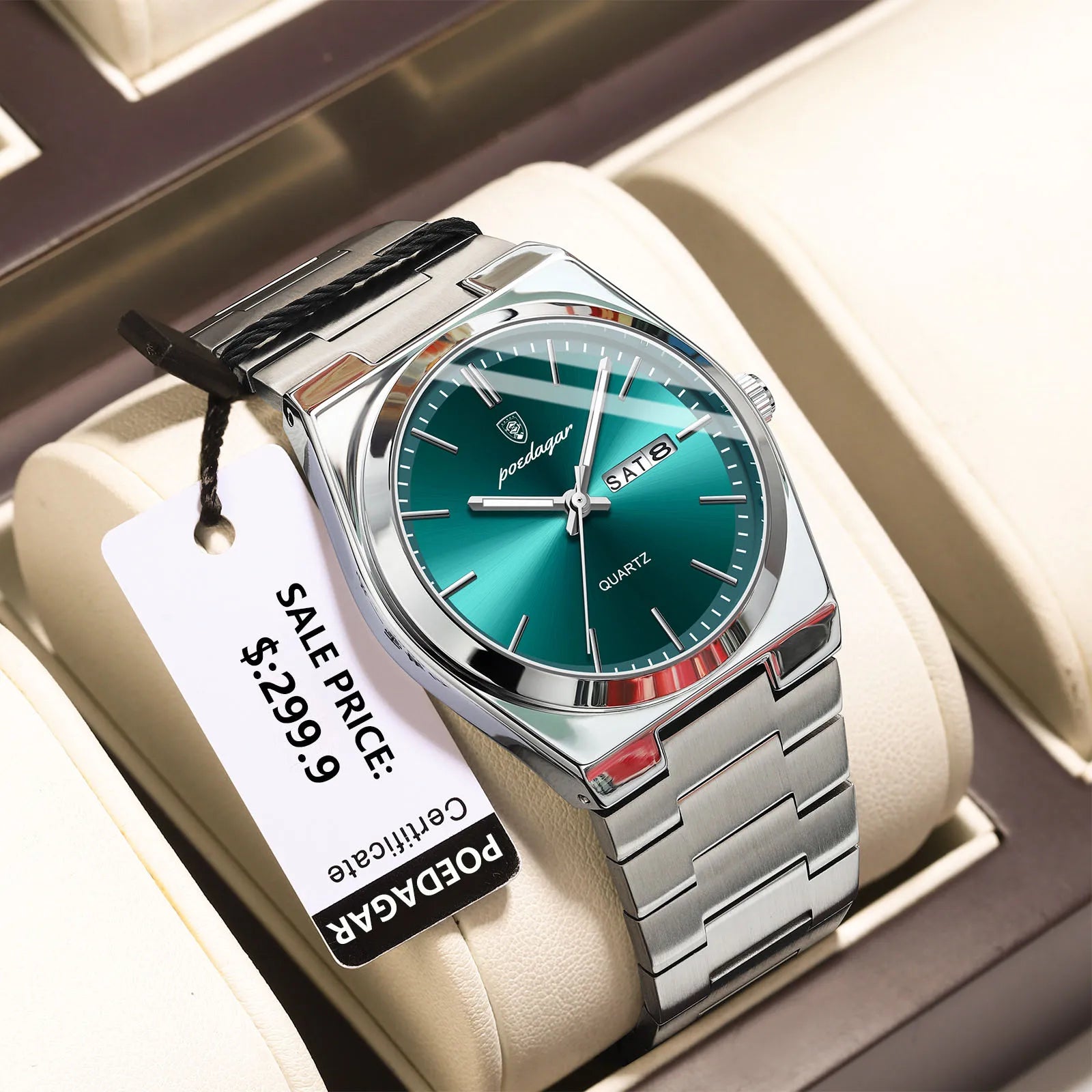 POEDAGAR Luxury Men's Quartz Watch - Waterproof, Luminous, Date & Week