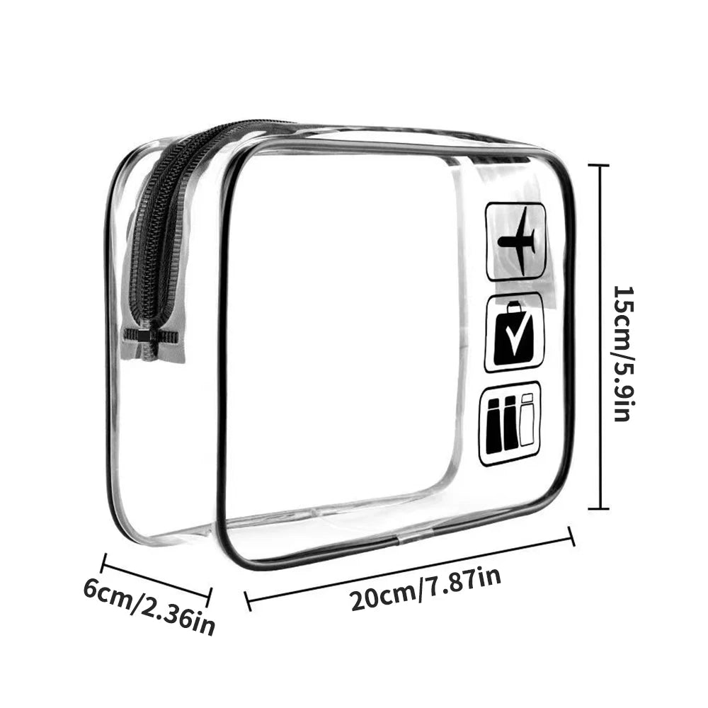 Vabena 3 Pcs Clear Travel Toiletry Bags - Airport Compliant Cosmetic Pouches