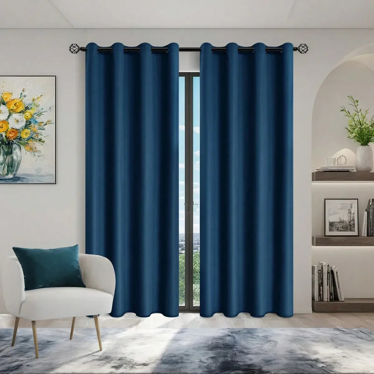 1panel Solid 100% Blackout Curtains with Grommets - Total Privacy Drapes