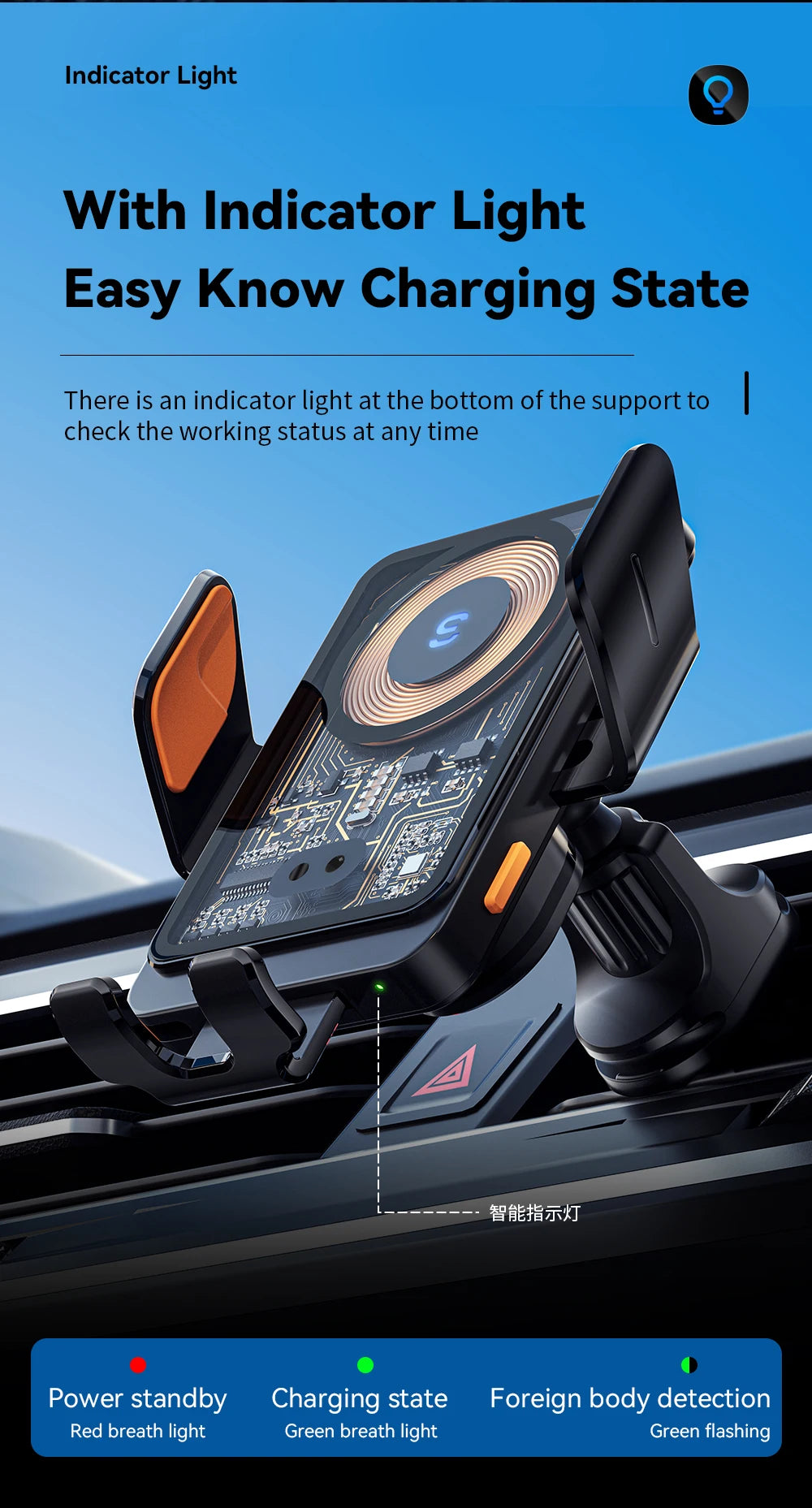 Essager 15W Qi Fast Wireless Car Charger & Phone Holder