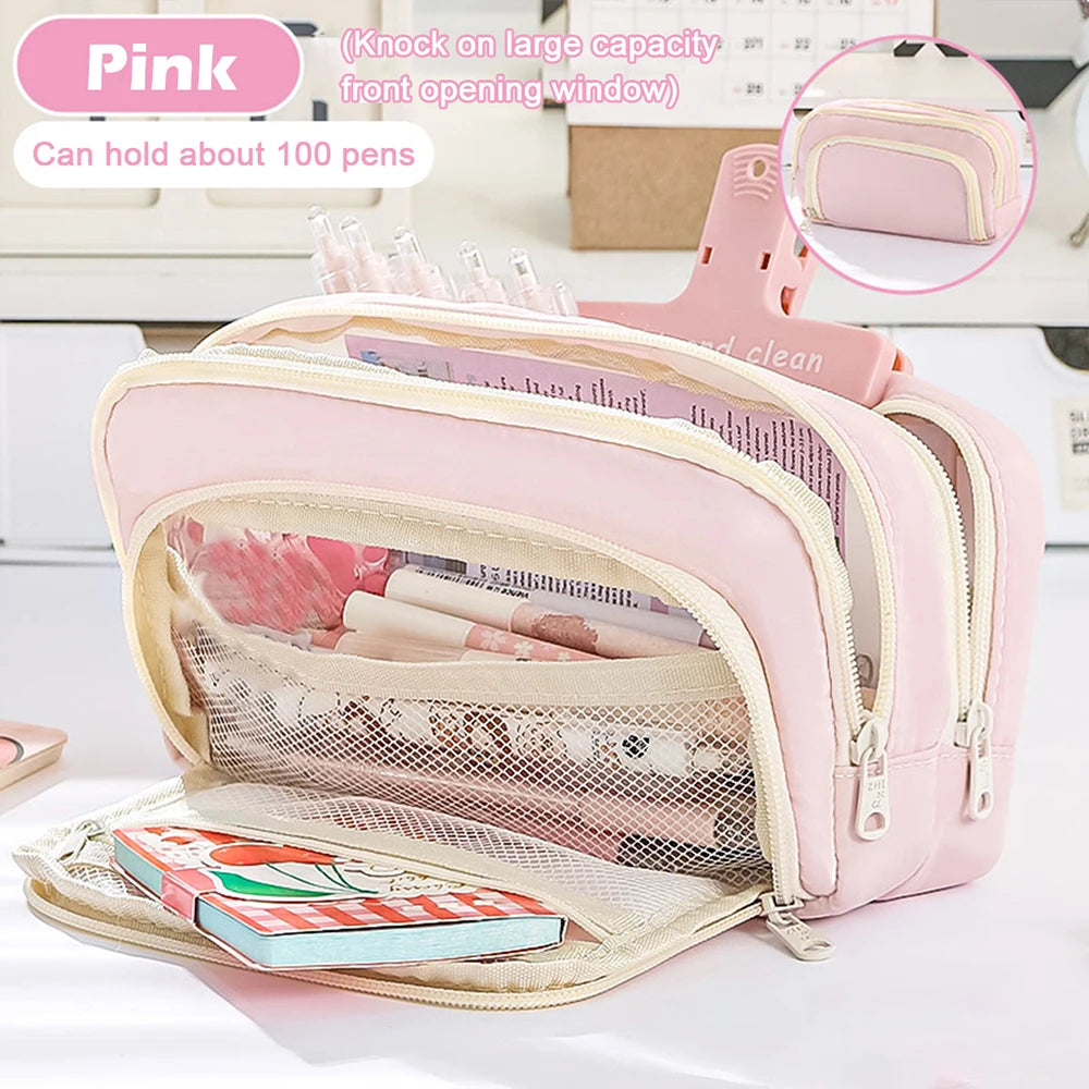 Kawaii Large Capacity Multi-Layer Pencil Case & Makeup Storage Bag | Vabena