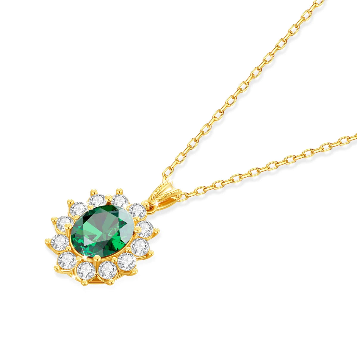 Luxury 18K Gold Emerald Necklace | Princess Diana Inspired Fine Jewelry - Vabena
