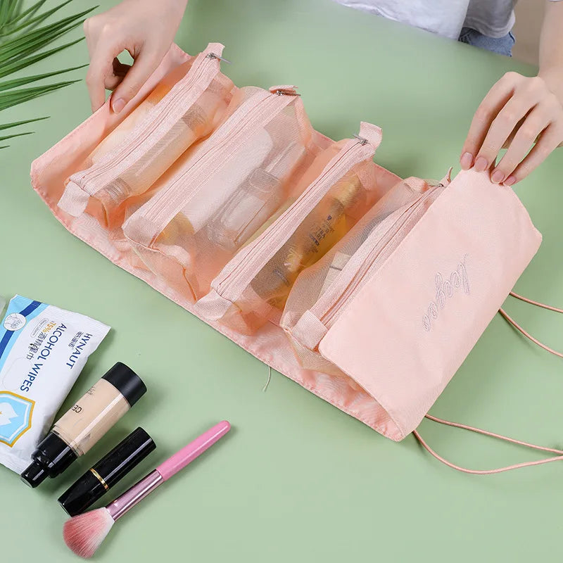 4-in-1 Detachable Travel Cosmetic Bag – Large Capacity Makeup & Toiletry Organizer
