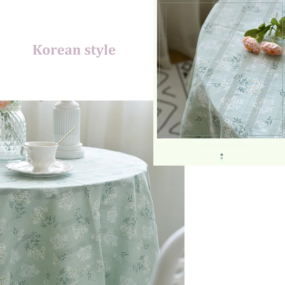 Korean Small Daisy Cotton Floral Tablecloth | Dining & Tea Table Cover