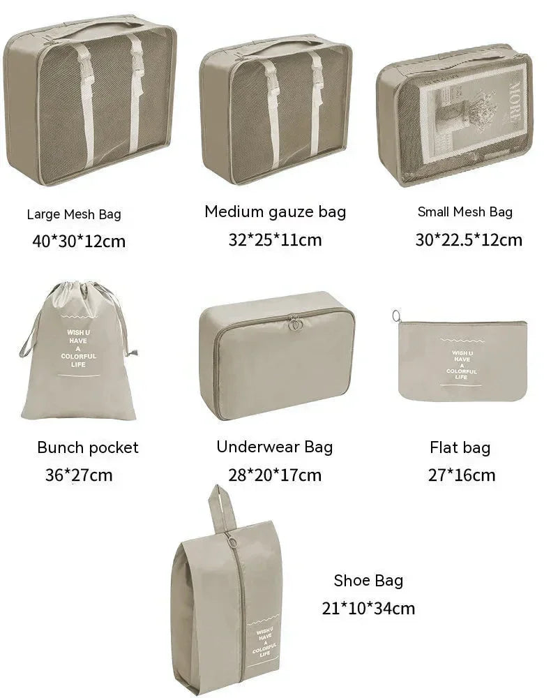 7/10 Pcs Travel Organizer Set - Packing Cubes & Storage Bags for Suitcases