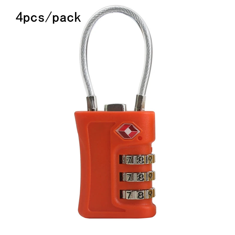 TSA Approved Luggage Locks 4-Pack - 3-Digit Combination Travel Security