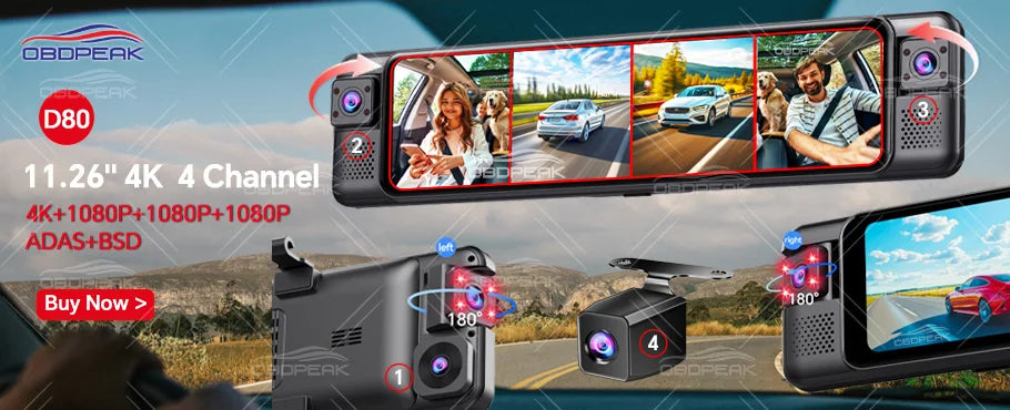 K2 Pro 11.3" 4K Wireless CarPlay Android Auto Dash Cam with GPS & Dual Lens