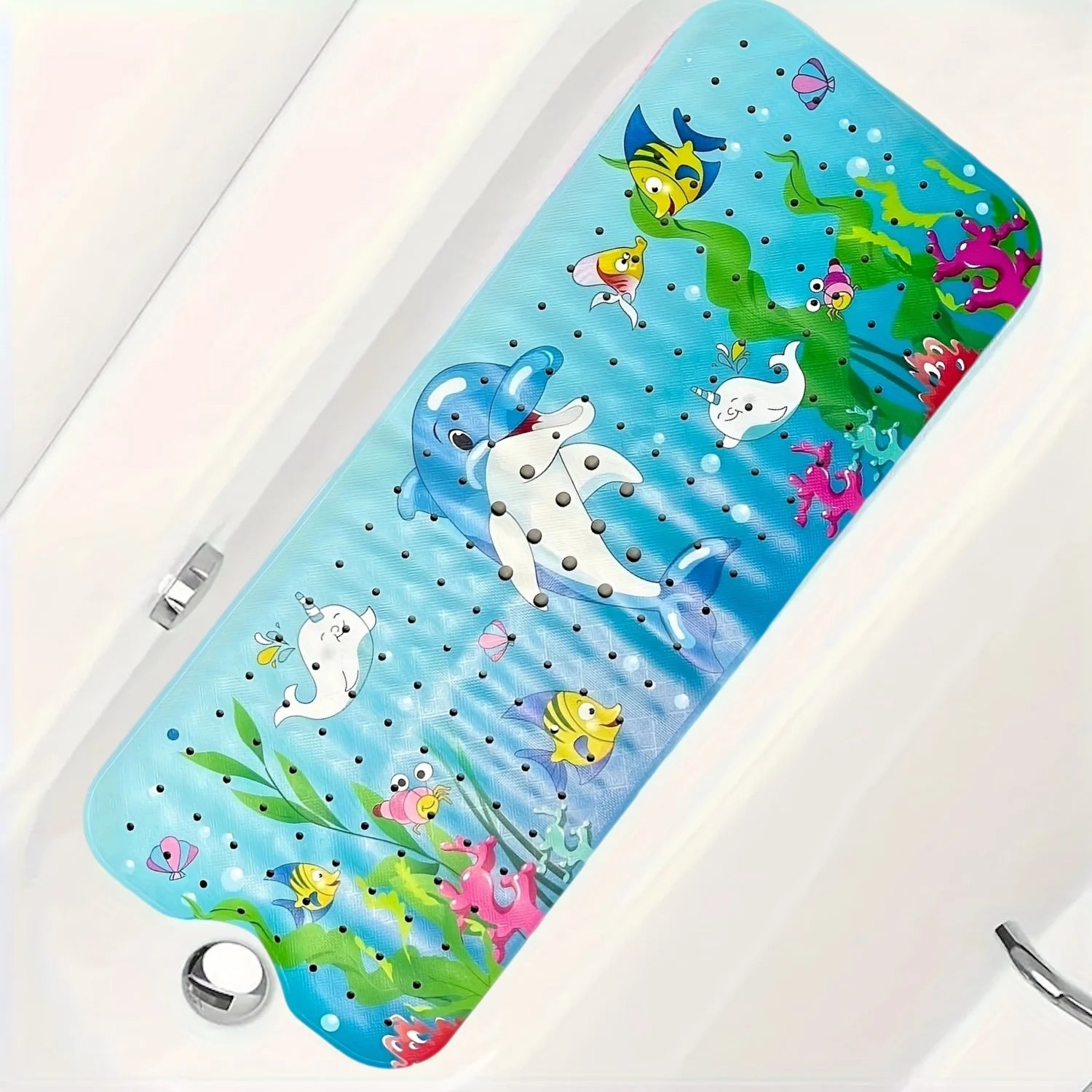 Cartoon Extra Long Bathtub Mat - Non-Slip Shower Mat 40x100cm with Suction Cups & Drain Holes
