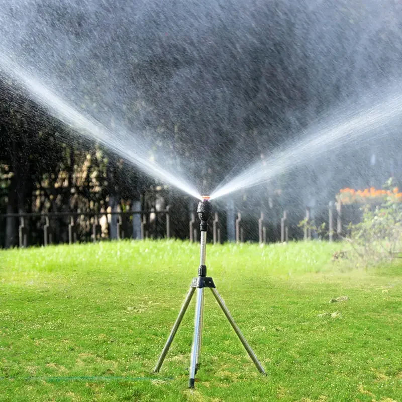 360-Degree Automatic Garden Sprinkler with Stainless Steel Tripod Set