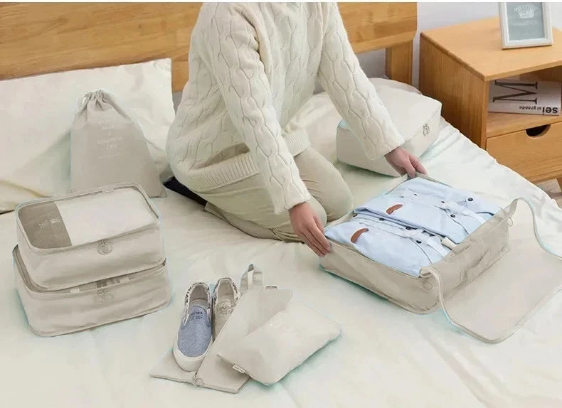 7/10 Pcs Travel Organizer Set - Packing Cubes & Storage Bags for Suitcases
