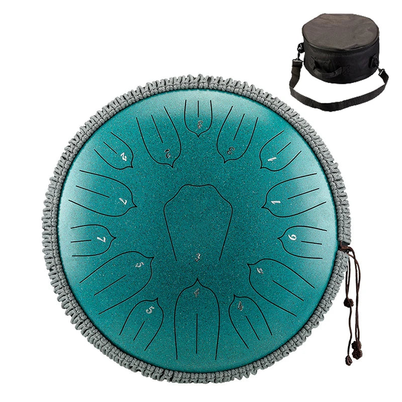 Hluru 13-inch Steel Tongue Drum - 15 Notes D Tone Glucophone Ethereal Percussion