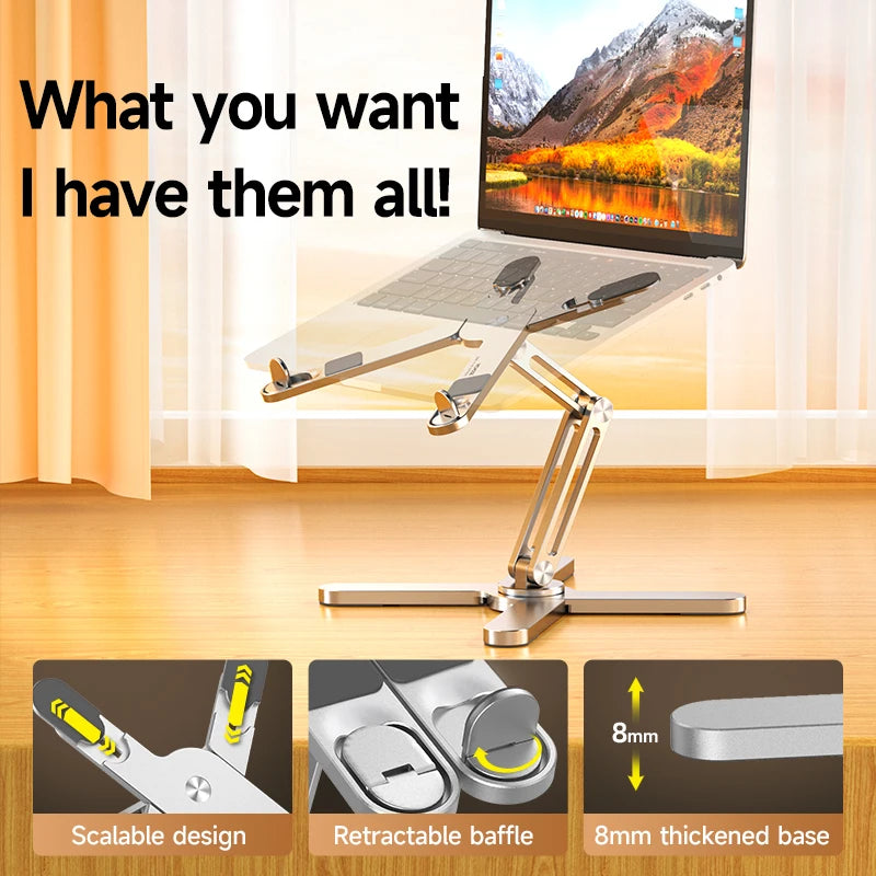 XIKCU Foldable Laptop Stand - 360° Rotating Aluminum Notebook Table