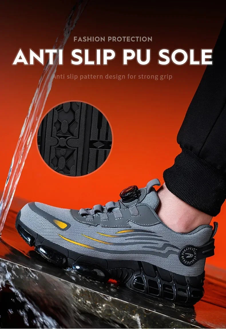 Vabena Lace-Free Steel Toe Safety Sneakers for Ultimate Work Comfort