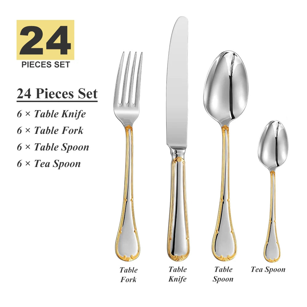 Vabena Premium 24-Pc 18/10 Stainless Steel Flatware Set for 6