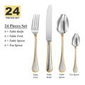Vabena 24-Pc 18/10 Stainless Steel Mirror Polished Flatware Set for 6