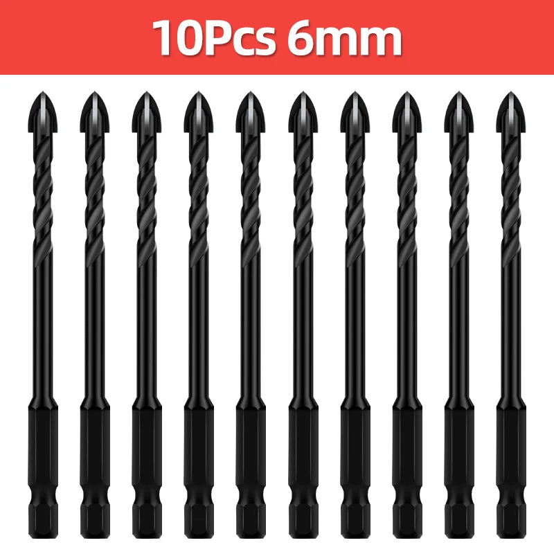 TOOLEYE Multifunction Cross Hex Drill Bit Set - Concrete, Tile, Glass, Metal