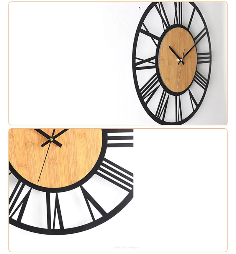 Large Nordic Retro 3D Wall Clock | Roman Numerals Decor