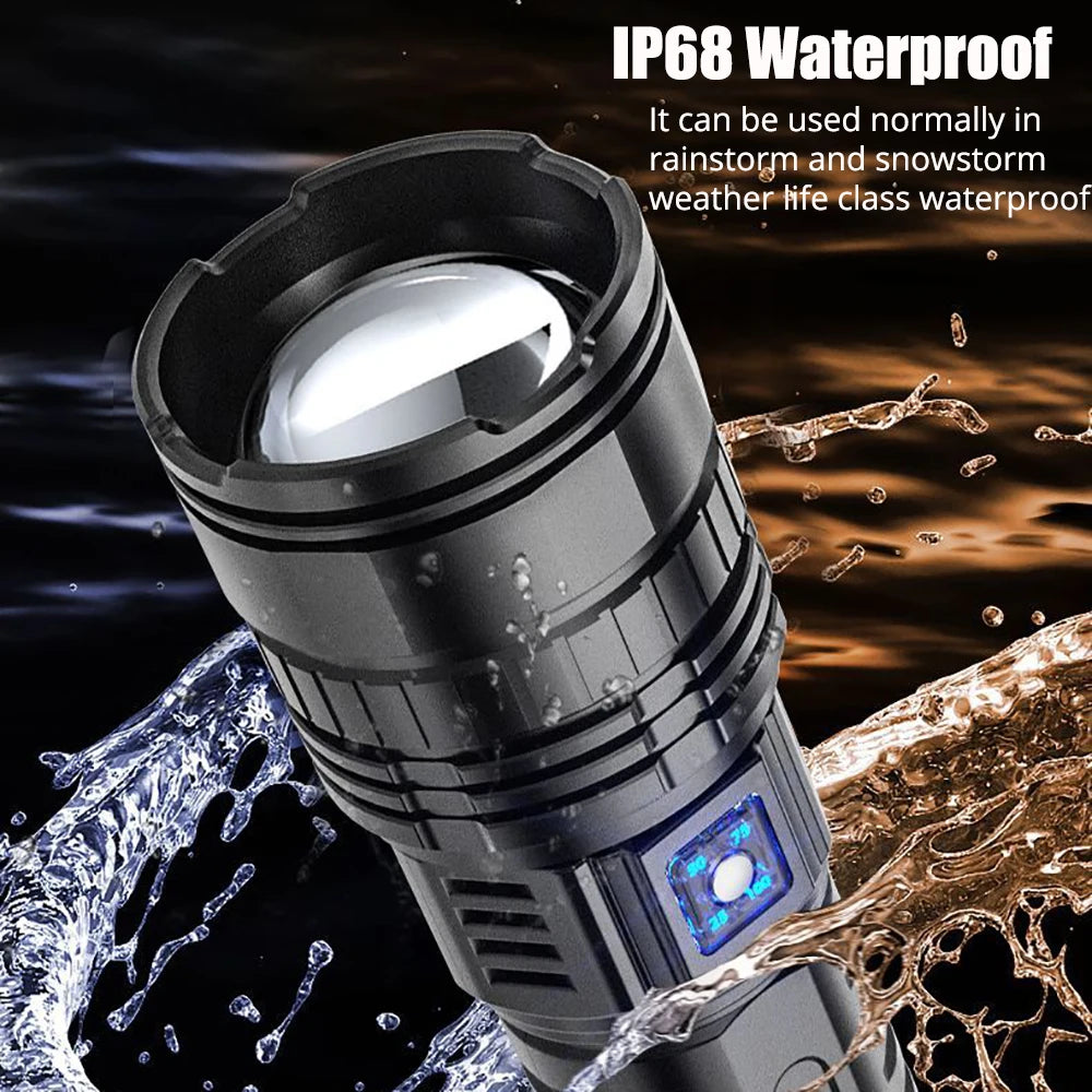 Vabena 10000LM 800W Tactical Flashlight - 4km Beam, Powerbank
