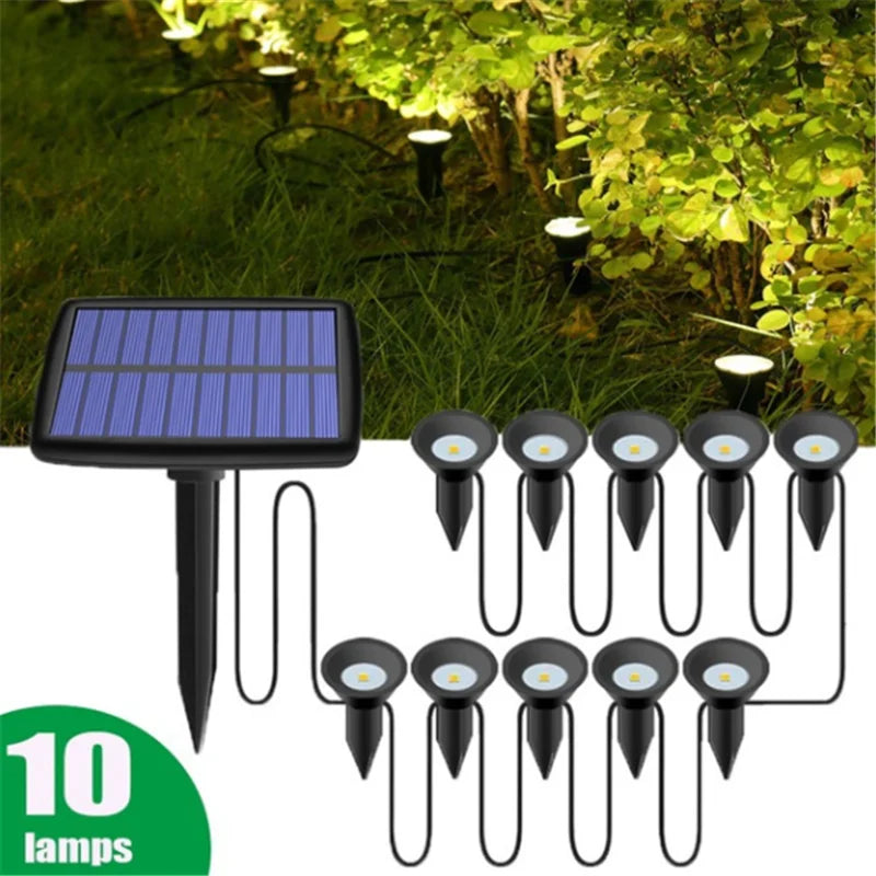 10-in-1 RGB Solar Garden Spotlights - IP65 Waterproof Outdoor Lights