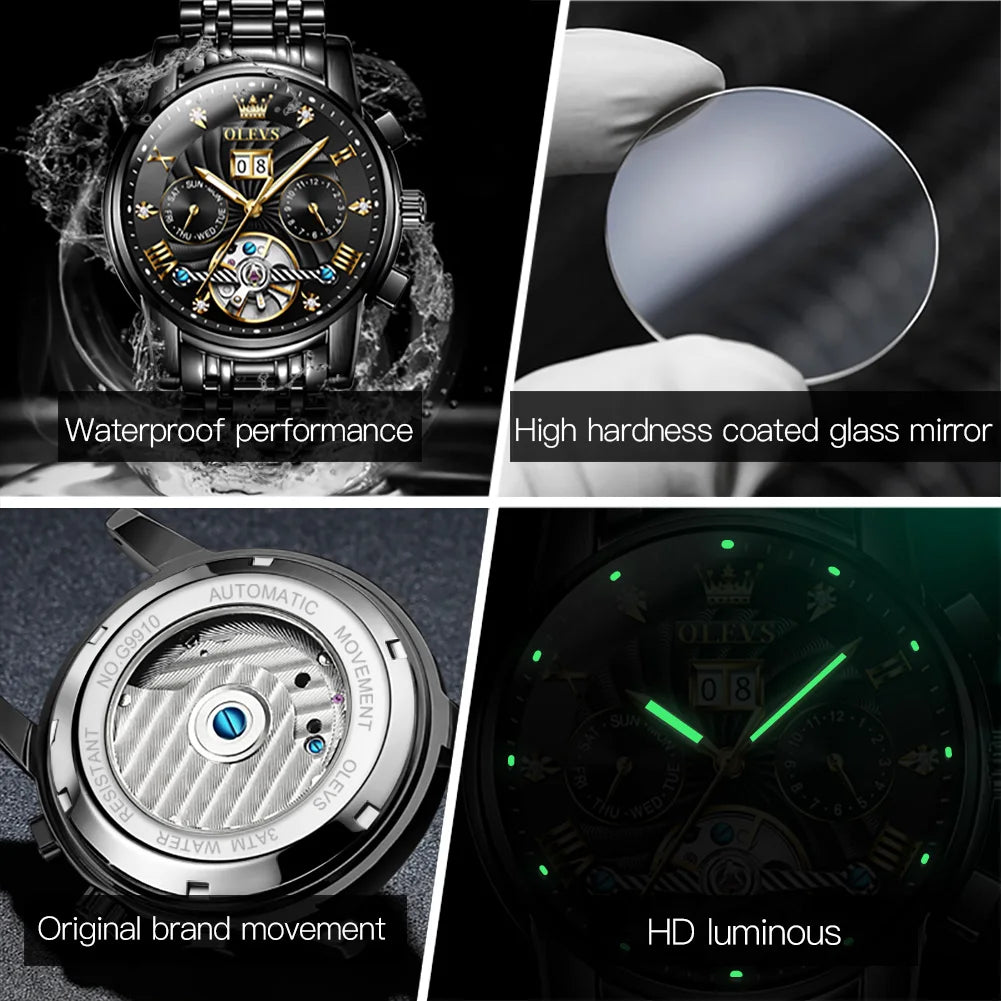 OLEVS Classic Men's Tourbillon Automatic Multi-function High-End Watch