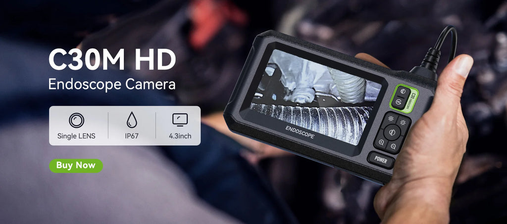 Vabena Industrial Endoscope Camera 8mm HD | 4.3" IPS Screen | IP67 for Car & Pipe