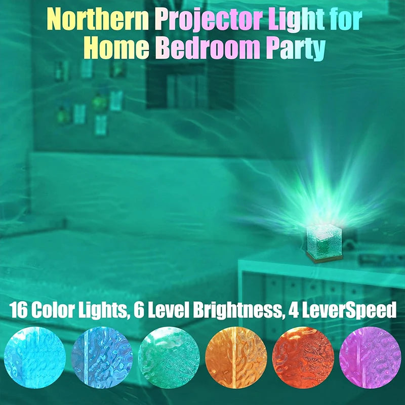 Ocean Wave Projector Light - 16 Colors Aurora Glow Lamp
