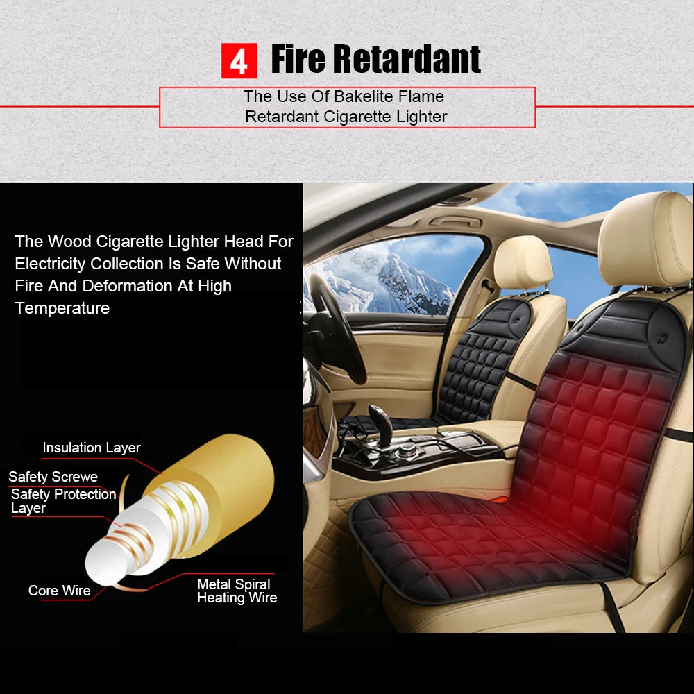 12V Universal Heated Car Seat Cushion Cover – Instant Winter Warmth
