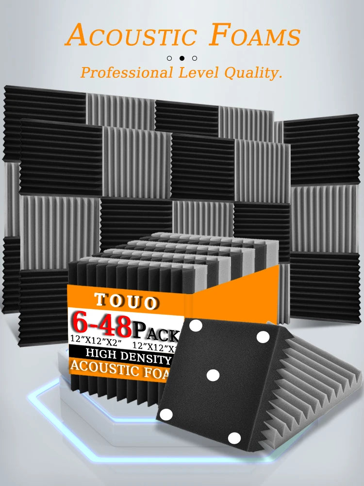 TOUO Sound Absorbing Foam Panels - Studio Acoustic Treatment & Soundproofing