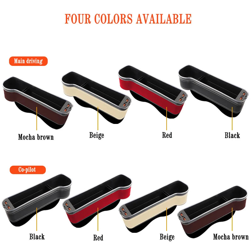 Car Seat Gap Filler & Organizer with LED & Dual USB