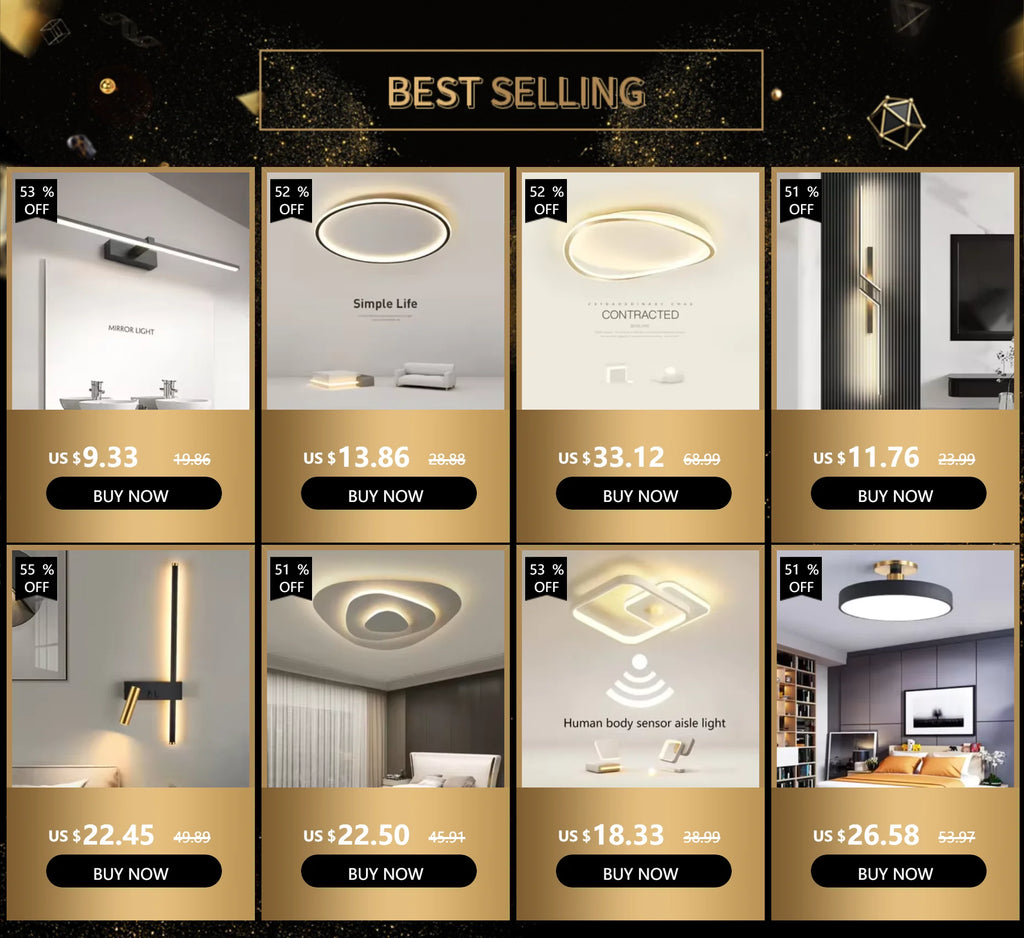 Vabena Modern LED Bathroom Wall Light - Three Color Aluminum Mirror Lamp