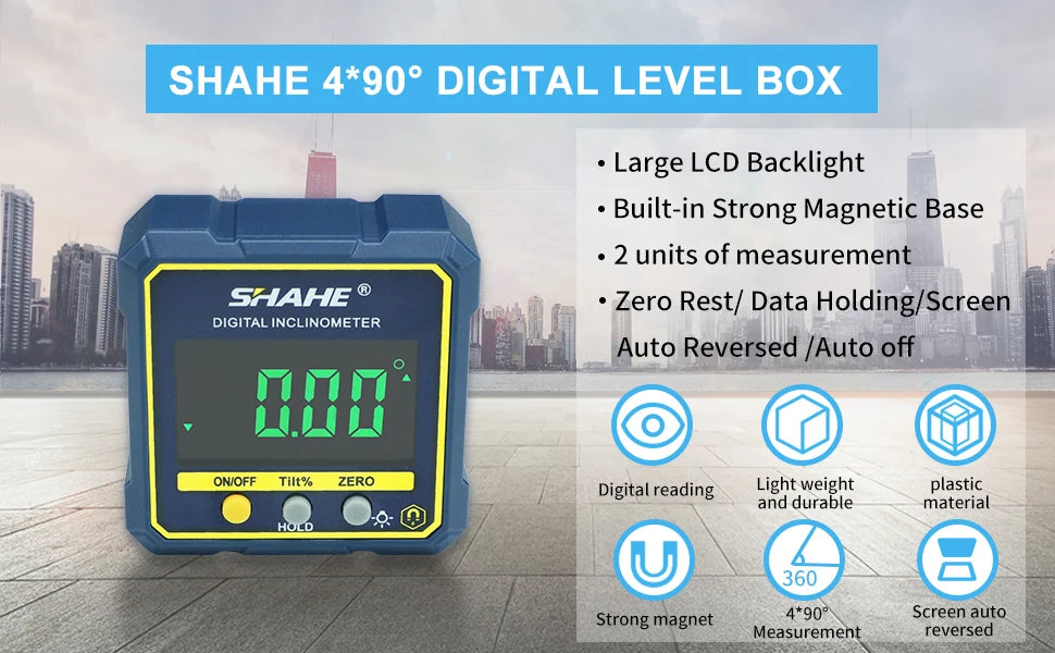 SHAHE Digital Angle Gauge Magnetic Protractor Inclinometer with Backlight