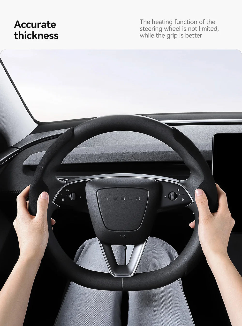 Tesla Model 3/Y Highland Juniper Carbon Fiber Steering Wheel Cover