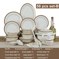 Luxury 58-Pc Gold Rim Bone China Dinnerware Set - Elegant Dining