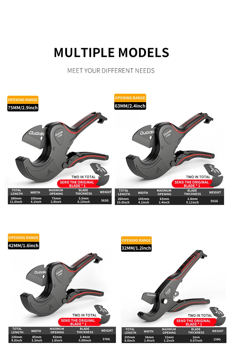 Pipe Cutter 42-75mm - Aluminum Alloy Ratchet Tube Shear